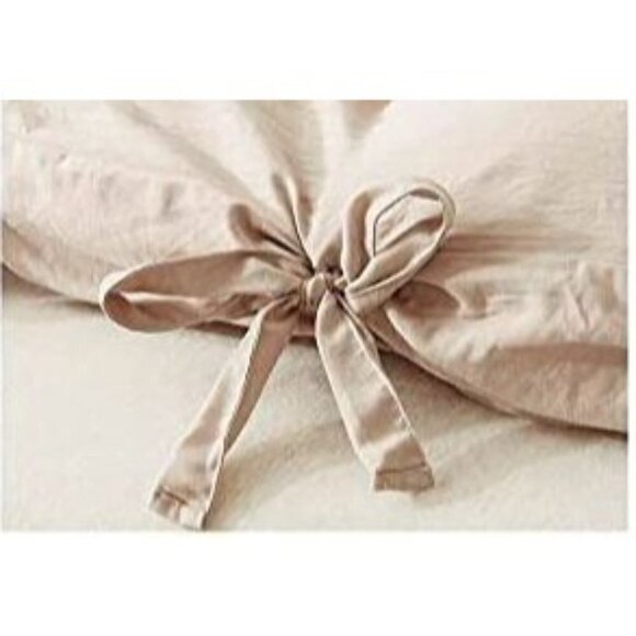 KHAKI Duvet Cover Queen Size NWT Soft Comforter Cover with Boho Bowknot Bow Tie - Picture 4 of 7